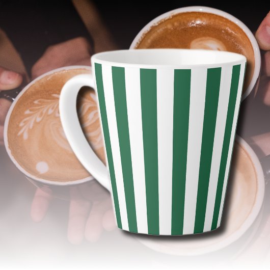 ヴィンテージクラシックボトルグリーン&ホワイトストライプズ カフェラテマグ