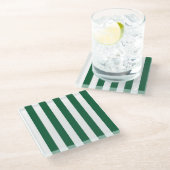 ヴィンテージクラシックボトルグリーン&ホワイトストライプズ ガラスコースター (アングル)