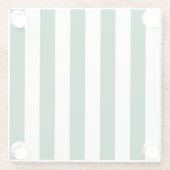 ヴィンテージクラシックボトルグリーン&ホワイトストライプズ ガラスコースター (裏面)