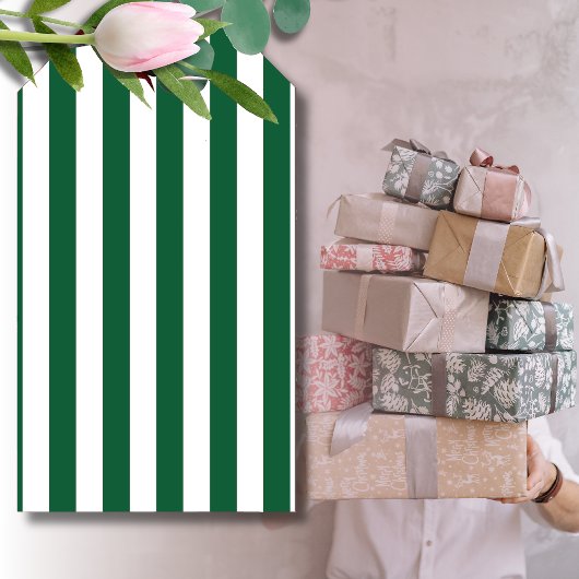 ヴィンテージクラシックボトルグリーン&ホワイトストライプズ ギフトタグ