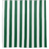 ヴィンテージクラシックボトルグリーン&ホワイトストライプズ シャワーカーテン (正面)