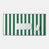 ヴィンテージクラシックボトルグリーン&ホワイトストライプズ デスクマット (キーボード&マウス)