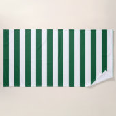 ヴィンテージクラシックボトルグリーン&ホワイトストライプズ ビーチタオル (正面)