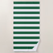 ヴィンテージクラシックボトルグリーン&ホワイトストライプズ ビーチタオル (正面)