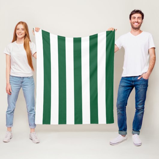 ヴィンテージクラシックボトルグリーン&ホワイトストライプズ フリースブランケット (インサイチュ)