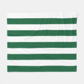 ヴィンテージクラシックボトルグリーン&ホワイトストライプズ フリースブランケット (正面(横))