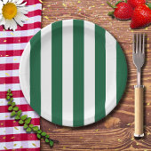ヴィンテージクラシックボトルグリーン&ホワイトストライプズ ペーパープレート