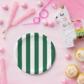 ヴィンテージクラシックボトルグリーン&ホワイトストライプズ ペーパープレート (パーティー)