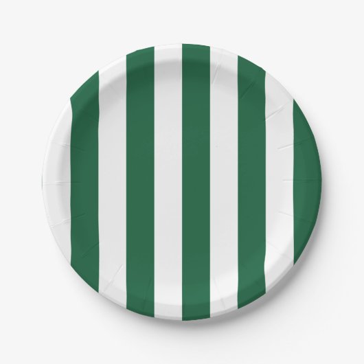 ヴィンテージクラシックボトルグリーン&ホワイトストライプズ ペーパープレート (正面)