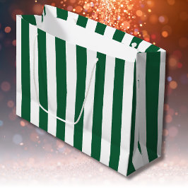 ヴィンテージクラシックボトルグリーン&ホワイトストライプズ ラージペーパーバッグ