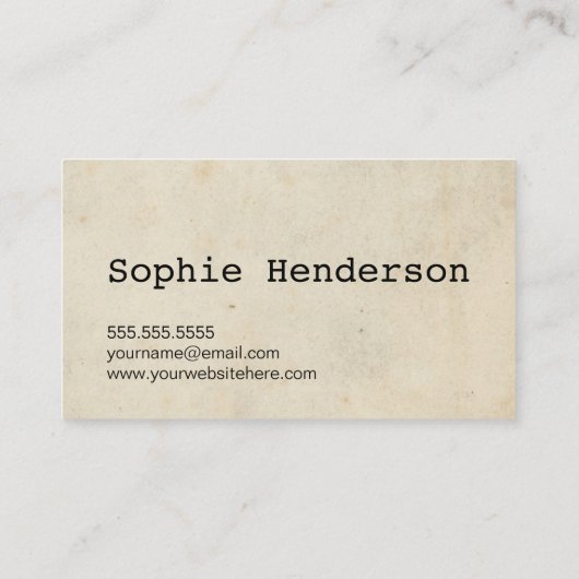 ヴィンテージクラシックミニマリストタイプライター作家 名刺 (裏面)