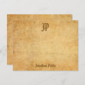 ヴィンテージクラシックルックテンプレート書道スクリプト ノートカード (正面/裏面)