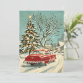 ヴィンテージクラシックレッドカークリスマスツリーヴィレッジ シーズンカード (スタンド正面)