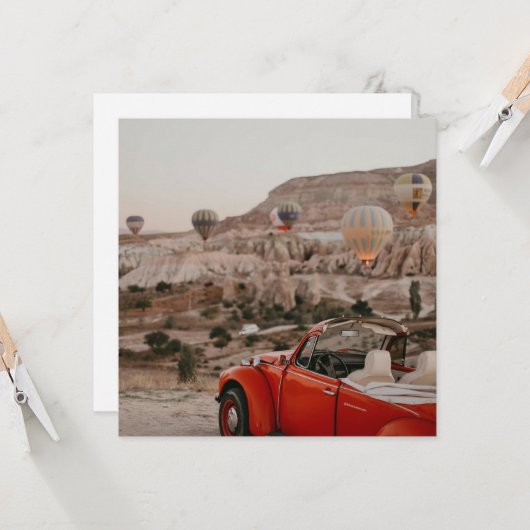 ヴィンテージクラシックレッドカーホットエアバルーンを見る カード (正面/裏面インサイチュ)