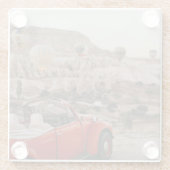 ヴィンテージクラシックレッドカーホットエアバルーンを見る ガラスコースター (裏面)