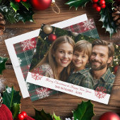 ヴィンテージクラシックレッド&グリーンクリスマスプレイド シーズンカード