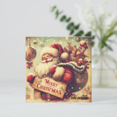 ヴィンテージクラシックレトロイラストレーションサンタクロース シーズンカード (スタンド正面)