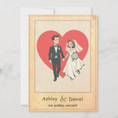 ヴィンテージクラシックレトロモダン対漫画結婚ズ 招待状 (正面)