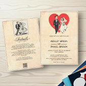 ヴィンテージクラシックレトロモダン対漫画結婚ズ 招待状