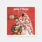 ヴィンテージクラシックレトロ新婦素朴結婚の スタンダードカクテルナプキン (正面)