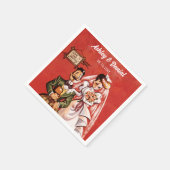 ヴィンテージクラシックレトロ新婦素朴結婚の スタンダードカクテルナプキン (角)