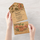 ヴィンテージクラシックレトロ水彩フローラ結婚ズ オールインワン招待状 (貼ってはがせる)