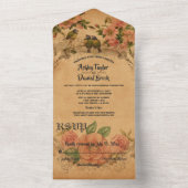ヴィンテージクラシックレトロ水彩フローラ結婚ズ オールインワン招待状 (内側)