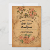 ヴィンテージクラシックレトロ水彩フローラ結婚ズ 招待状 (正面)