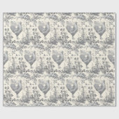 ヴィンテージクラシックロスターグレーフローラトワール ラッピングペーパー (フラット)