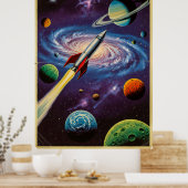ヴィンテージクラシック宇宙旅行ポスターレトロSci-F ポスター (キッチン)