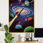ヴィンテージクラシック宇宙旅行ポスターレトロSci-F ポスター (ホームオフィス)