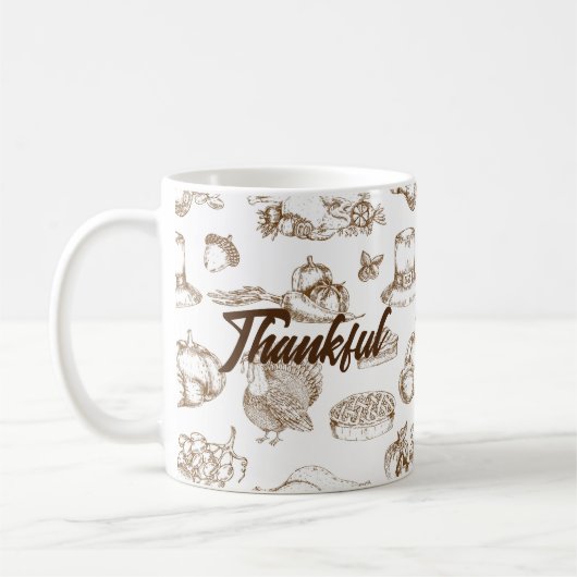 ヴィンテージクラシック感謝祭ミニマ素朴リスト コーヒーマグカップ (左)