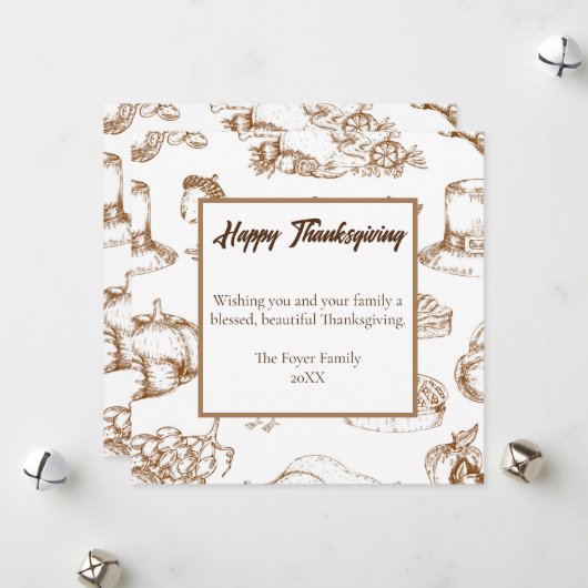 ヴィンテージクラシック感謝祭ミニマ素朴リスト シーズンカード (正面/裏面インサイチュ)