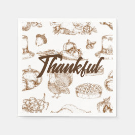 ヴィンテージクラシック感謝祭ミニマ素朴リスト スタンダードカクテルナプキン