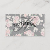 ヴィンテージクラシック文字付き花模様 名刺 (正面)