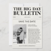 ヴィンテージクラシック新聞冬の結婚式の写真 セーブザデート (正面)