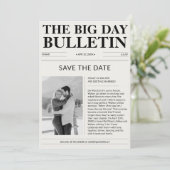 ヴィンテージクラシック新聞冬の結婚式の写真 セーブザデート (スタンド正面)