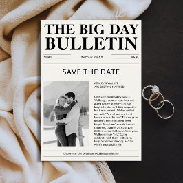 ヴィンテージクラシック新聞冬の結婚式の写真 セーブザデート