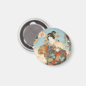 ヴィンテージクラシック日本浮世絵芸者歌川 マグネット (正面/裏面)