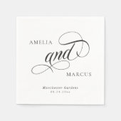 ヴィンテージクラシック書道のナ結婚プキンス スタンダードカクテルナプキン (正面)