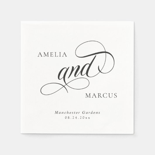 ヴィンテージクラシック書道のナ結婚プキンス スタンダードカクテルナプキン (正面)