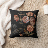 ヴィンテージクラシック模様の刺繍バラ芽 クッション (ブランケット)