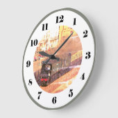 ヴィンテージクラシック機関車タンジェール、全速力 ラージ壁時計 (傾斜)