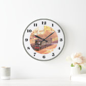 ヴィンテージクラシック機関車タンジェール、全速力 ラージ壁時計 (ホーム)