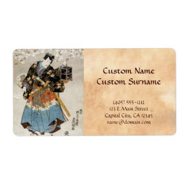 ヴィンテージクラシック浮世絵武家古巻絵を描 ラベル