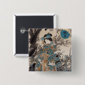 ヴィンテージクラシック浮世絵芸者ポートレート 缶バッジ (正面&裏面)