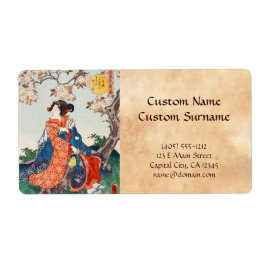 ヴィンテージクラシック浮世絵芸者歌川 ラベル