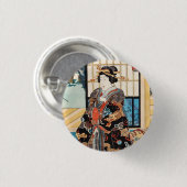 ヴィンテージクラシック浮世絵芸者歌川 缶バッジ (正面&裏面)