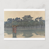 ヴィンテージクラシック浮世絵雨日本の風景アート ポストカード (正面)