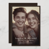 ヴィンテージクラシック結婚式の日付を保存ダークブラウン セーブザデート (正面/裏面)